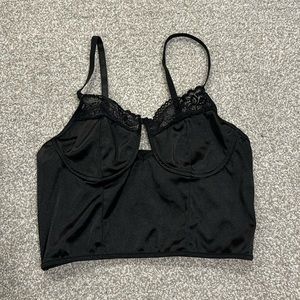 Black lace crop top